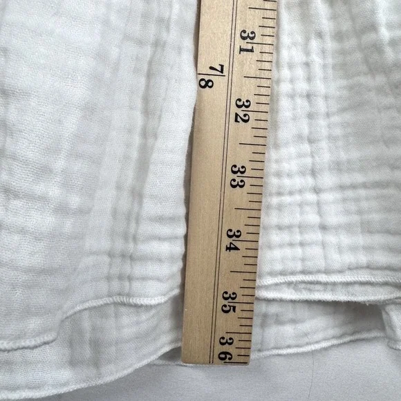 Faherty Kasey Organic Cotton Gauze Dress Sz L Tiered White Boho Cottage READ - Picture 11 of 16